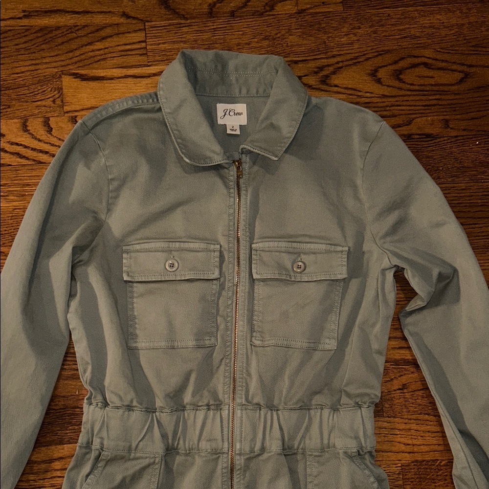 J.Crew Sage Green Zip-Front Utility Dress Size 2 - Picture 5 of 8